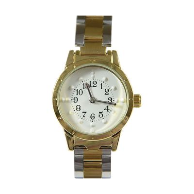 Braille Watch, Two Tone, Gold Case with White Face
