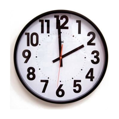 15" Wall Clock Extra Large Black Numbers on a White Dial