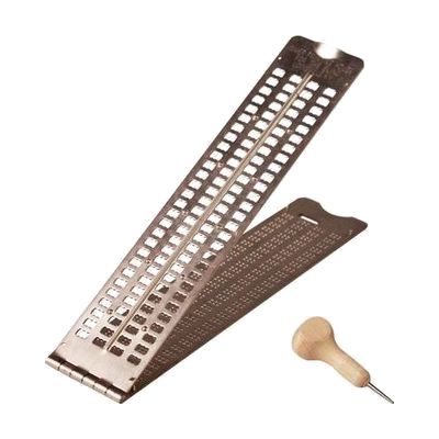 Pocket Braille Slate (Pins Up), Heavyweight Metal, Slotted for Labeling Tape, with Large Handle Stylus