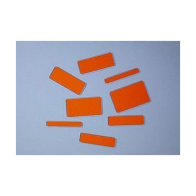 A set of orange width bars of varying size on a blue background.