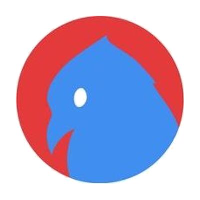 The Indigo app icon with the silhouette of a blue indigo bunting bird and a white eye inside a red circle.
