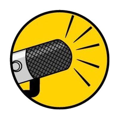 drawing of a microphone on a yellow background