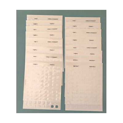 The rests and notes sticker sheets laid out on a teal background. Additional Symbols Pack