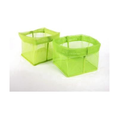 two green mesh baskets