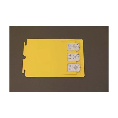 Digital-Recording-Devices-in-OTWL-Sound-Page - An overhead view of a OTWL yellow sound page with three white digital recording devices inserted.