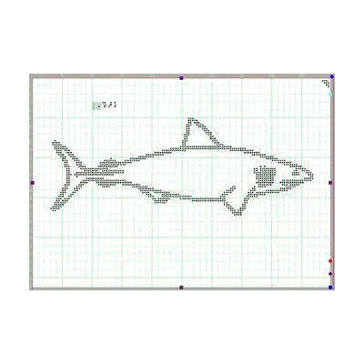 A tactile graphic of a shark with a braille label in the TactileView software.