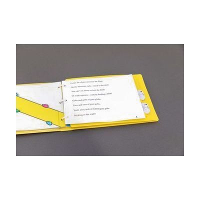 Gobs of gum - A story clipped into the yellow OTWL sound page with two digital device recorders inserted. On the left is an illustration that accompanies the story's description of a banister covered in gum.