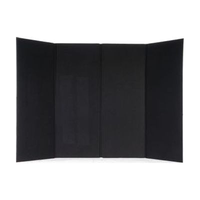 Large black board unfolded and stood up on a surface