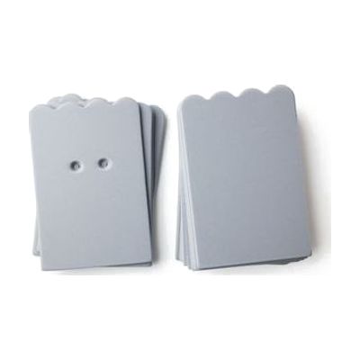 A package of gray scalloped-shaped cards (10 undrilled and 5 two-hole drilled.
