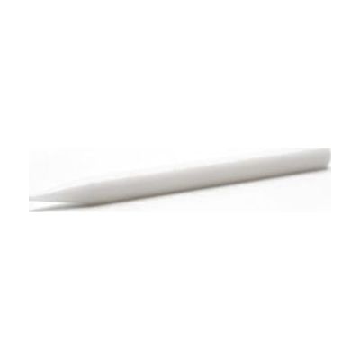 White plastic pencil shaped braille eraser with a narrowed end and a flat end.