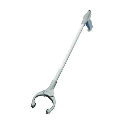 Long narrow reacher tool about 32 inches, with a pistol-style trigger handle and small gripper claw at the far end