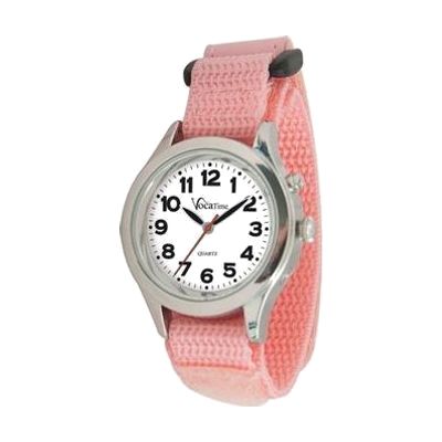 VocaTime Womens & Childrens Chrome Talking Watch Pink EZ Latch Band