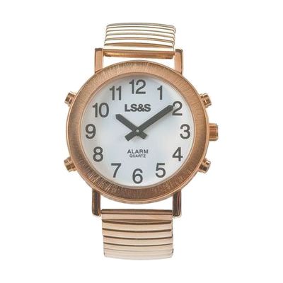 Talking 4-Button Watch With Choice of Voice White Face, Gold Tone, Expansion Band