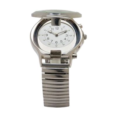 Braille Talking Watch White Face Silver Band
