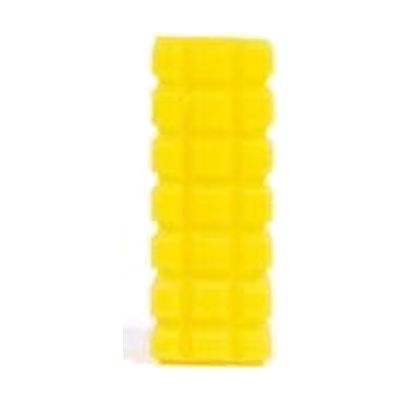 Single large yellow rectangular bead approximately 2.5 inches long with raised grid texture pattern on its surface