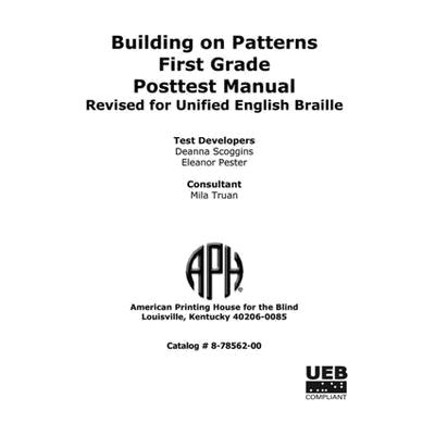 Building on Patterns First Grade Posttest Manual