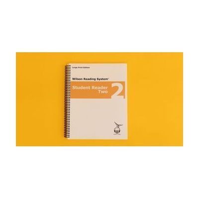 The large print edition of the WRS student reader two with a yellow stripe across the cover.