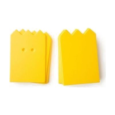 A package of yellow “crown”-shaped cards (10 undrilled and 5 two-hole drilled).