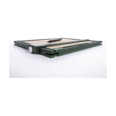 Rectangular black rubber drawing board with a sheet of clear plastic film held in place, approximately 11 by 14 inches