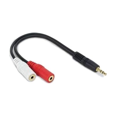 Small dual connector cable with two outlet ports, designed to attach to weather alert radio