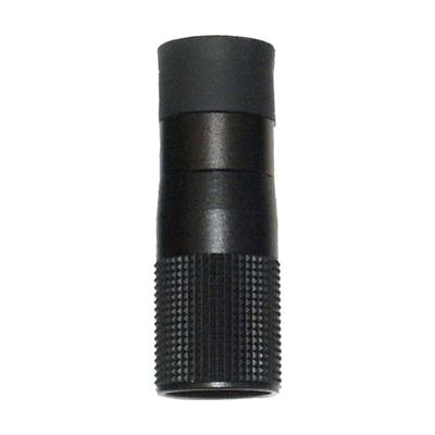 Small cylindrical monocular in dark finish, approximately 3.5 inches long and 1.25 inches in diameter, with ridged grip barre