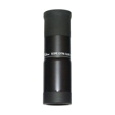 Cylindrical black monocular telescope, approximately 5.5 inches long and 1.5 inches in diameter, with ridged focus ring