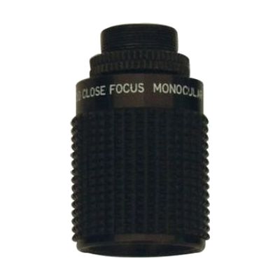 Very small cylindrical monocular, approximately 1 inch long and 1 inch in diameter, with a narrow silver and black barrel