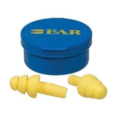Small yellow foam ear plugs with a thin green cord connecting the pair, shown against a white background