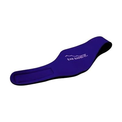 Purple neoprene headband with wide ear-covering sections on each side, designed to wrap around the head over the ears
