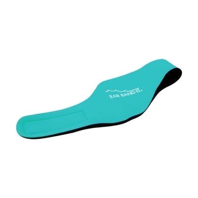 Teal neoprene stretchy headband, flat oval loop shape sized for a small child's head