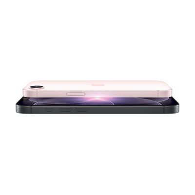 A smartphone shown edge-on with a pink body stacked above a black one, highlighting their thin rectangular profiles.