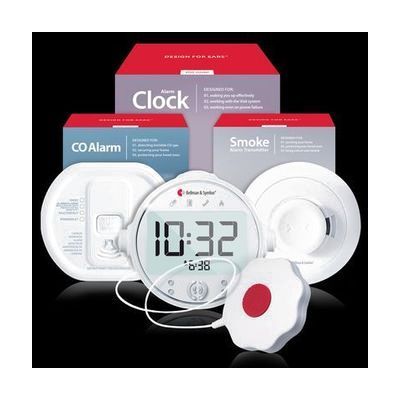 Smoke/Fire and Carbon Monoxide Alarm Notification System with Alarm Clock Receiver and Bed Shaker