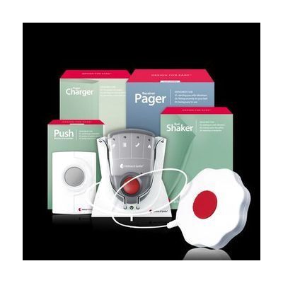 Push Button System with Pager Receiver, Charger, and Bed Shaker